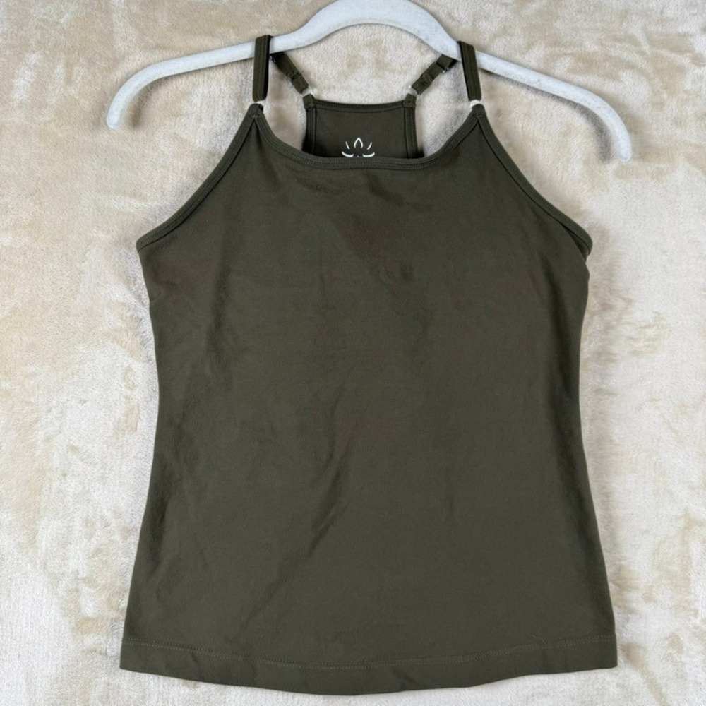Beyond Yoga Womens XS Spacedye Slim Fit Tank Top Olive Green Shelf Bra Racerback